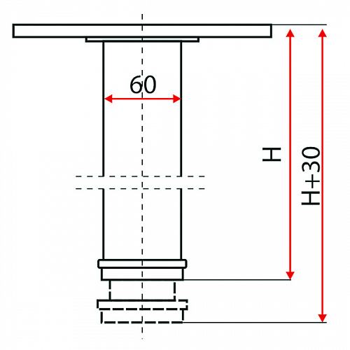 Ножка мебельная, 710-730х60мм, серый металик
