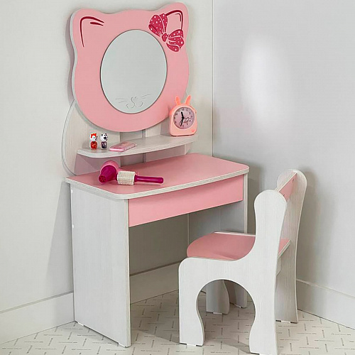 Набор детский Котенок белый рамух/розовый