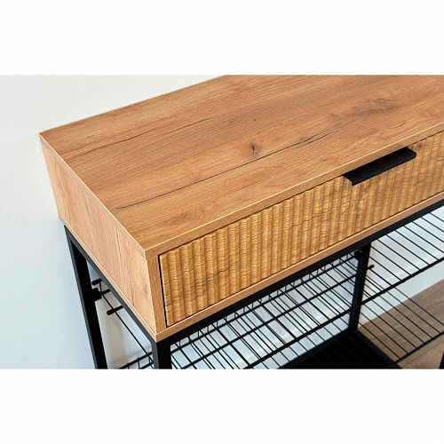 Обувница Вельвет дуб крафт золотой/черный муар