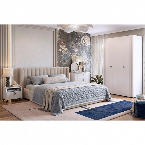 Кровать Ева 160х200 крем (велюр)