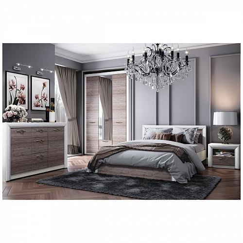 Кровать 160 OLIVIA Вудлайн крем/дуб анкона