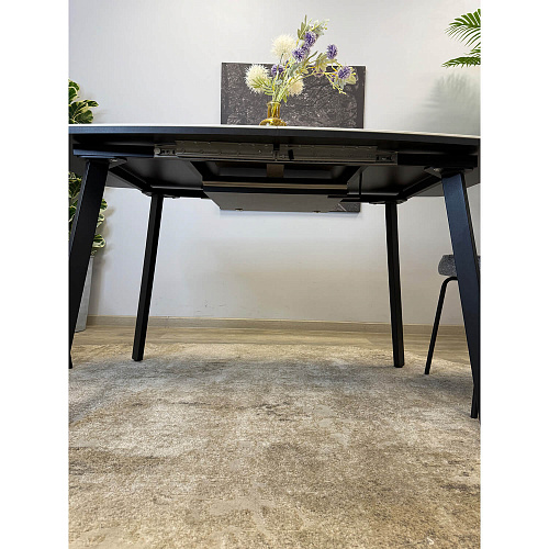 Стол обеденный Kenner AK1400 черный/керамика OKARA LIGHT YELLOW