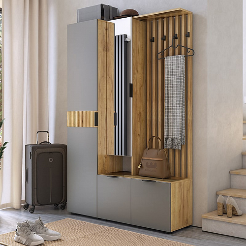 Прихожая Бери дуб крафт золотой/графит