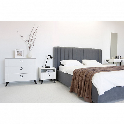 Кровать Ева 160х200 графит (велюр)