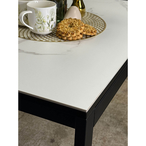 Стол обеденный Kenner LK900 черный/керамика GLORIA WHITE