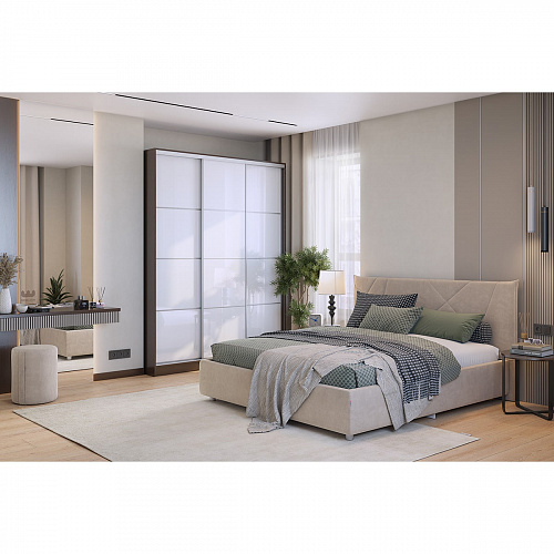 Кровать с подъемным механизмом Бест 160х200 капучино (велюр)