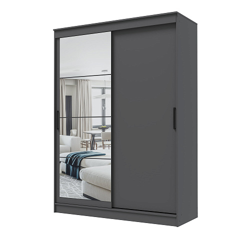 Шкаф-купе ГРАНД 1 1,6 Графит/Зеркало/Графит ЛДСП