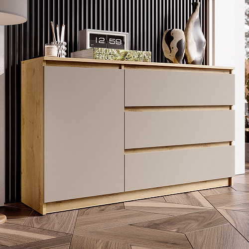 Комод ВЕГА 1Д-3Я Дуб Вотан/Сатин