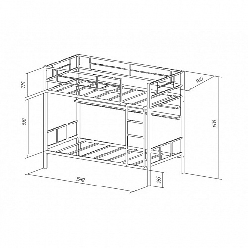 Двухъярусная кровать металлокаркас Севилья 2Я