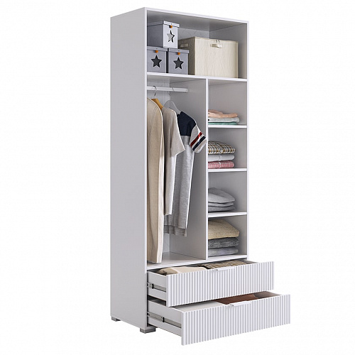 Шкаф двухдверный Зефир 120.01 белое дерево/белый (эмаль)