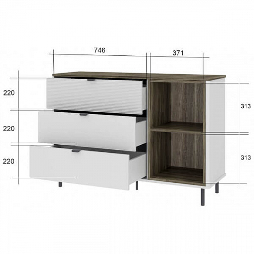 Комод SIMPLE 3S2N Белый/Монте/Джелато
