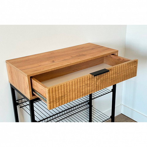 Обувница Вельвет дуб крафт золотой/черный муар