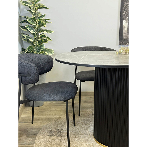 Стол обеденный Kenner LD2000 черный/керамика мрамор серый