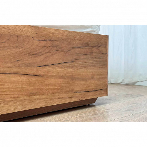 Кровать с подъемным механизмом Юлия 140х200 дуб крафт золотой/белый(плюш)