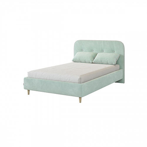 Кровать односпальная Лео 120х200 мята/галька (велюр)