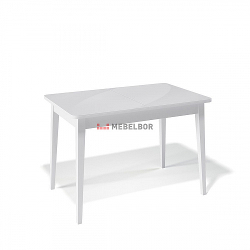 Стол обеденный Kenner 1100 М белый/стекло белое глянец