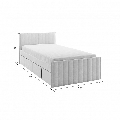 Кровать с ящиками Твикс 90х200 графит (велюр)