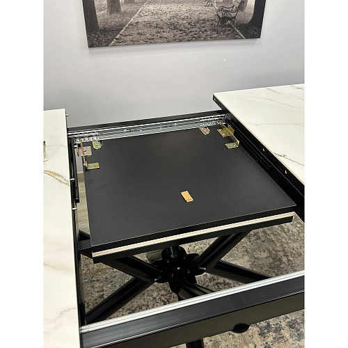 Стол обеденный Kenner DM1400 черный/керамика мрамор золотой