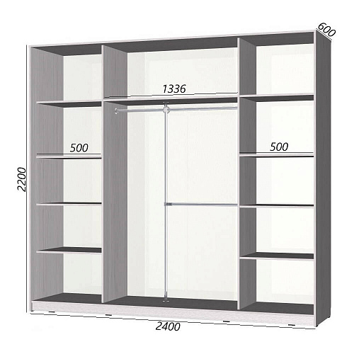 Шкаф-купе Старт 3-дверный без зеркала со вставками 2400 (высота 2200, глубина 600)