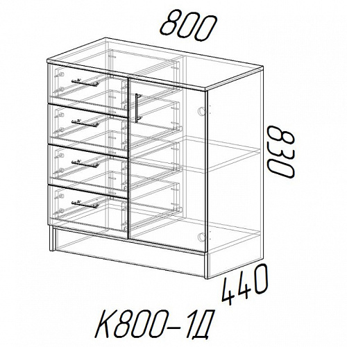 Комод К 800-1Д Ясень шимо