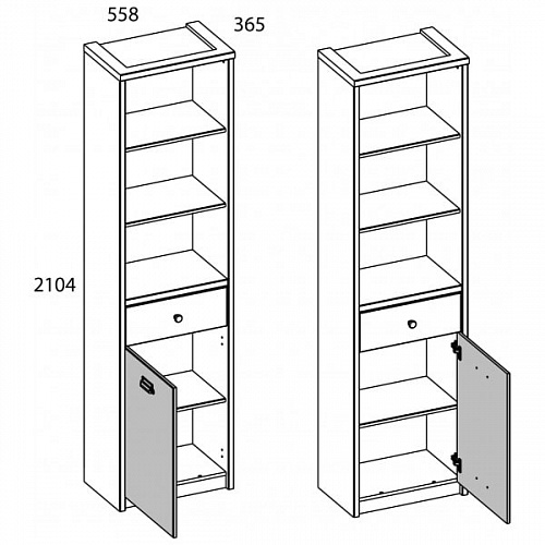 Шкаф открытый 1D1S/D2 DIESEL дуб мадура/энигма