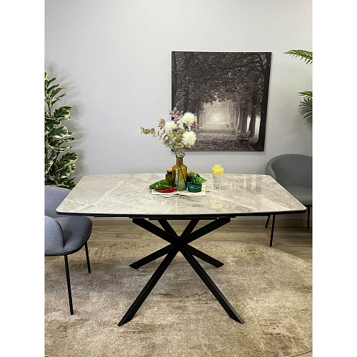 Стол обеденный Kenner BR1300 черный/керамика ITALIAN MIDDLE GRAY