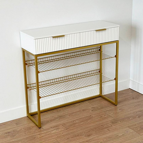 Обувница Классная 1 белое дерево/золото