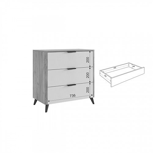 Комод Адам дуб крафт золотой/белое дерево