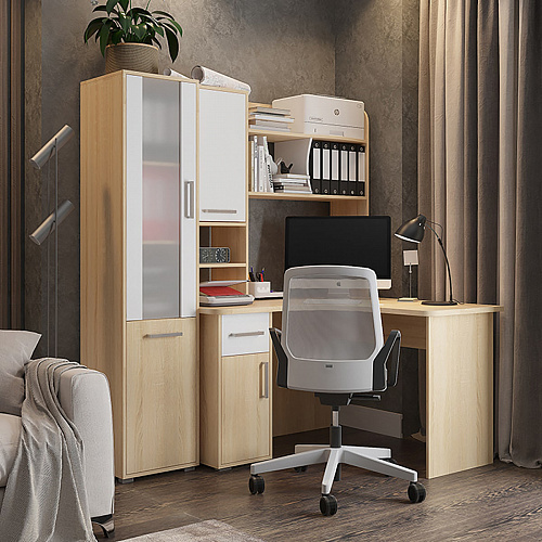 Надстройка стола компьютерного Лайт-1 1200 дуб сонома/белый