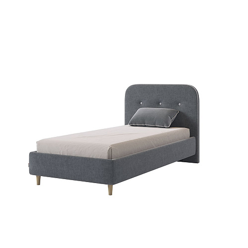 Кровать односпальная Лео 90х200 графит/галька (велюр)