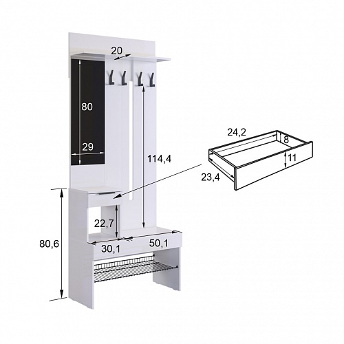 Прихожая Баско К9 белое дерево