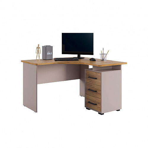 Стол компьютерный Лайт-2 1200 угловой кашемир/дуб крафт золотой