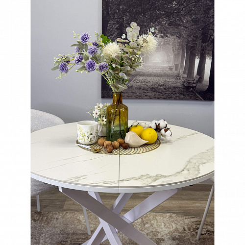 Стол обеденный Kenner R900 белый/керамика мрамор белый