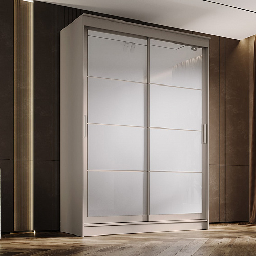 Шкаф-купе ГРАНД 1 1,6 Сатин/Лакобель белый