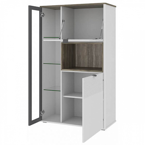 Шкаф с витриной SIMPLE 1V2DN Белый/Монте/Джелато