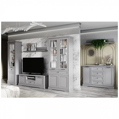 Шкаф с витриной VALENCIA 2V2D1S Н Серый