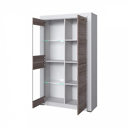 Шкаф-витрина 2V2D OLIVIA Вудлайн крем/дуб анкона