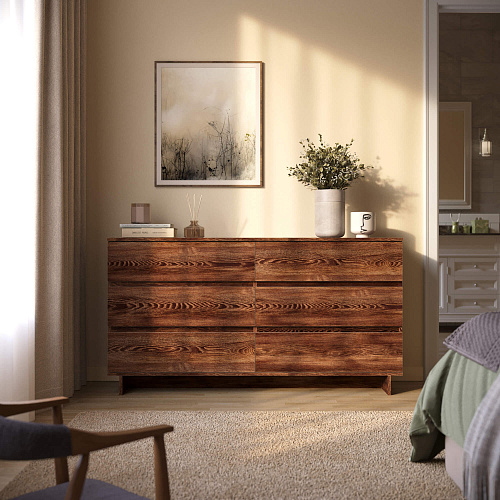 Комод НК DIEGO 6 ящиков Каштан