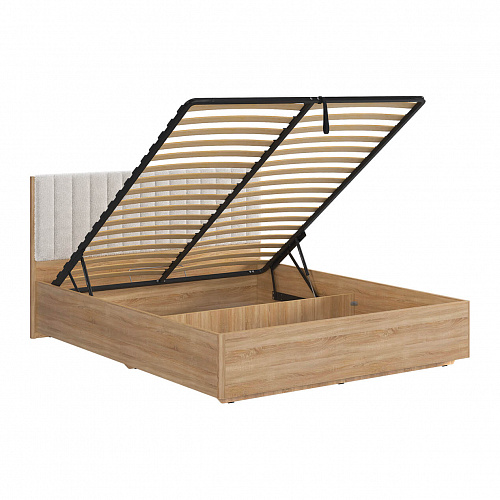 Кровать с подъемным механизмом Юлия 160х200 дуб сонома/белый(плюш)