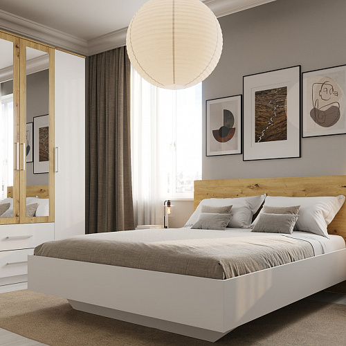 Кровать НК Бланка 1600 Белый/дуб Артизан