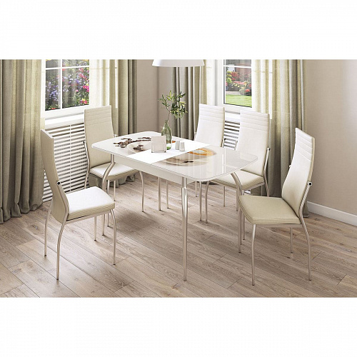 Стол обеденный раздвижной белый/Кофе