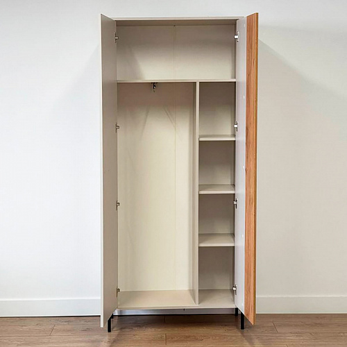 Шкаф двухдверный Доминика  кашемир/дуб крафт золотой