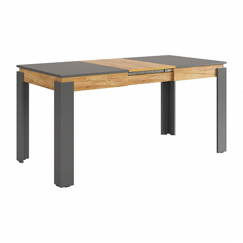 Стол обеденный раздвижной Гермес 2 графит/дуб крафт золотой