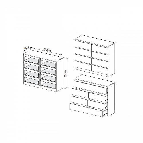 Комод Мори 1200 8 ящиков Белый