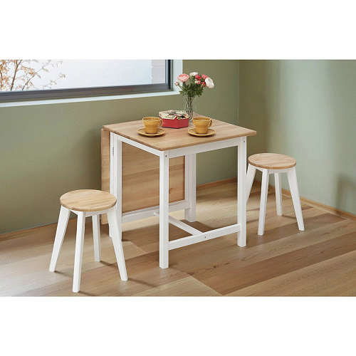 Табурет Круглый ИДЕЯ массив Бесцветный (Лак)/СНЕГ