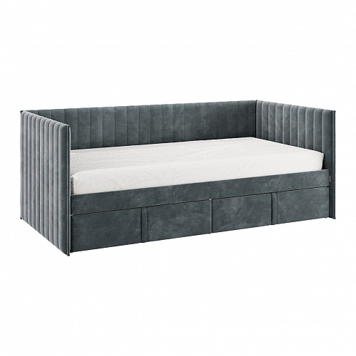 Кровать с ящиками Твикс (Софа) 90х200 графит (велюр)