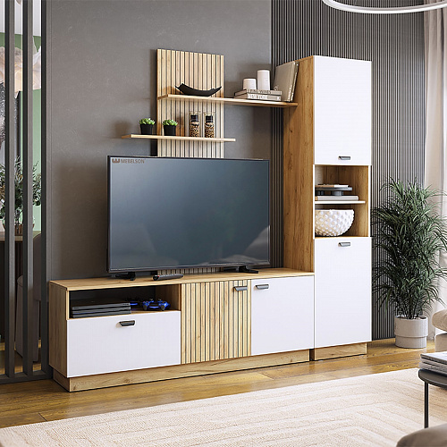 Гостиная Моди К1 дуб крафт золотой/белое дерево