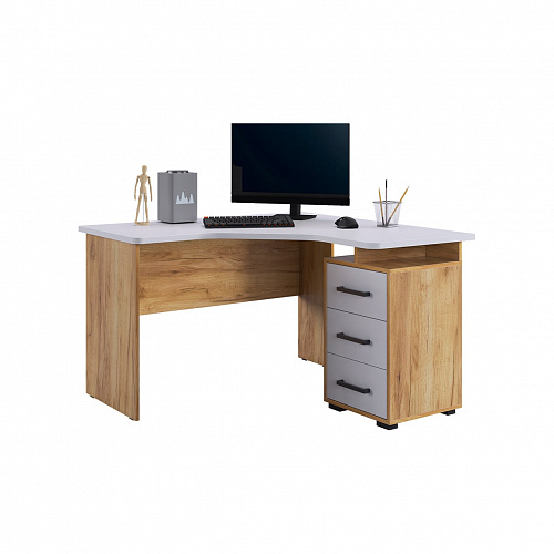 Стол компьютерный Лайт-2 1200 угловой дуб крафт золотой/белый