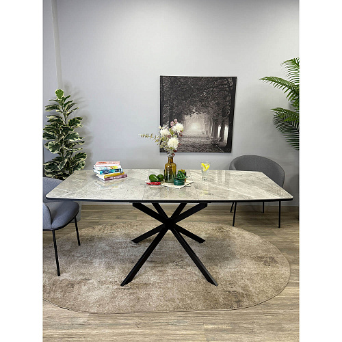 Стол обеденный Kenner BR1300 черный/керамика ITALIAN MIDDLE GRAY