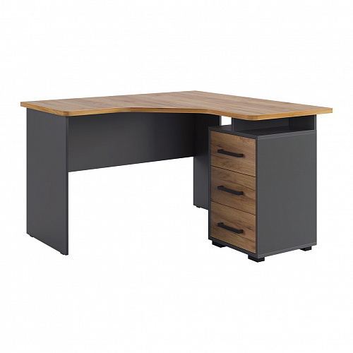 Стол компьютерный Лайт-2 1200 угловой графит/дуб крафт золотой